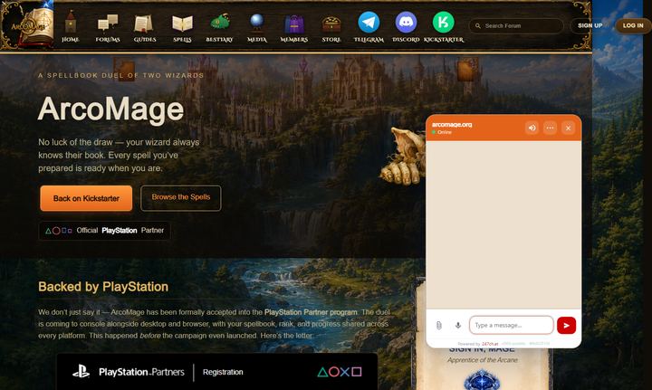247chat live-chat widget running on ArcoMage