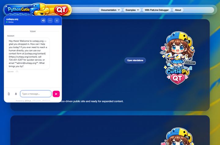 247chat live-chat widget running on CutiePy