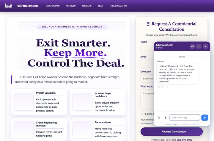 247chat live-chat widget running on Full Price Exit