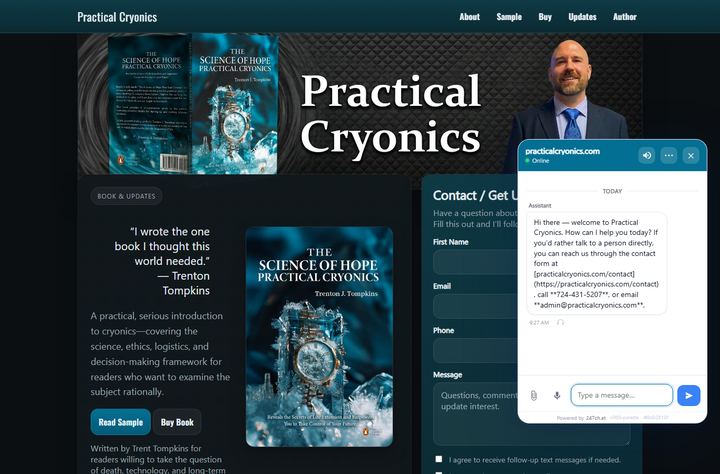 247chat live-chat widget running on Practical Cryonics