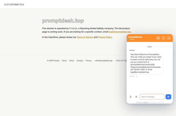 247chat live-chat widget running on PromptDesk