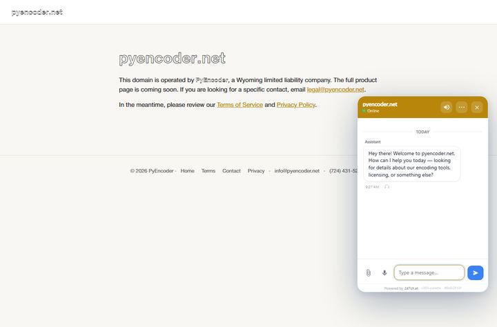 247chat live-chat widget running on PyEncoder (.net)